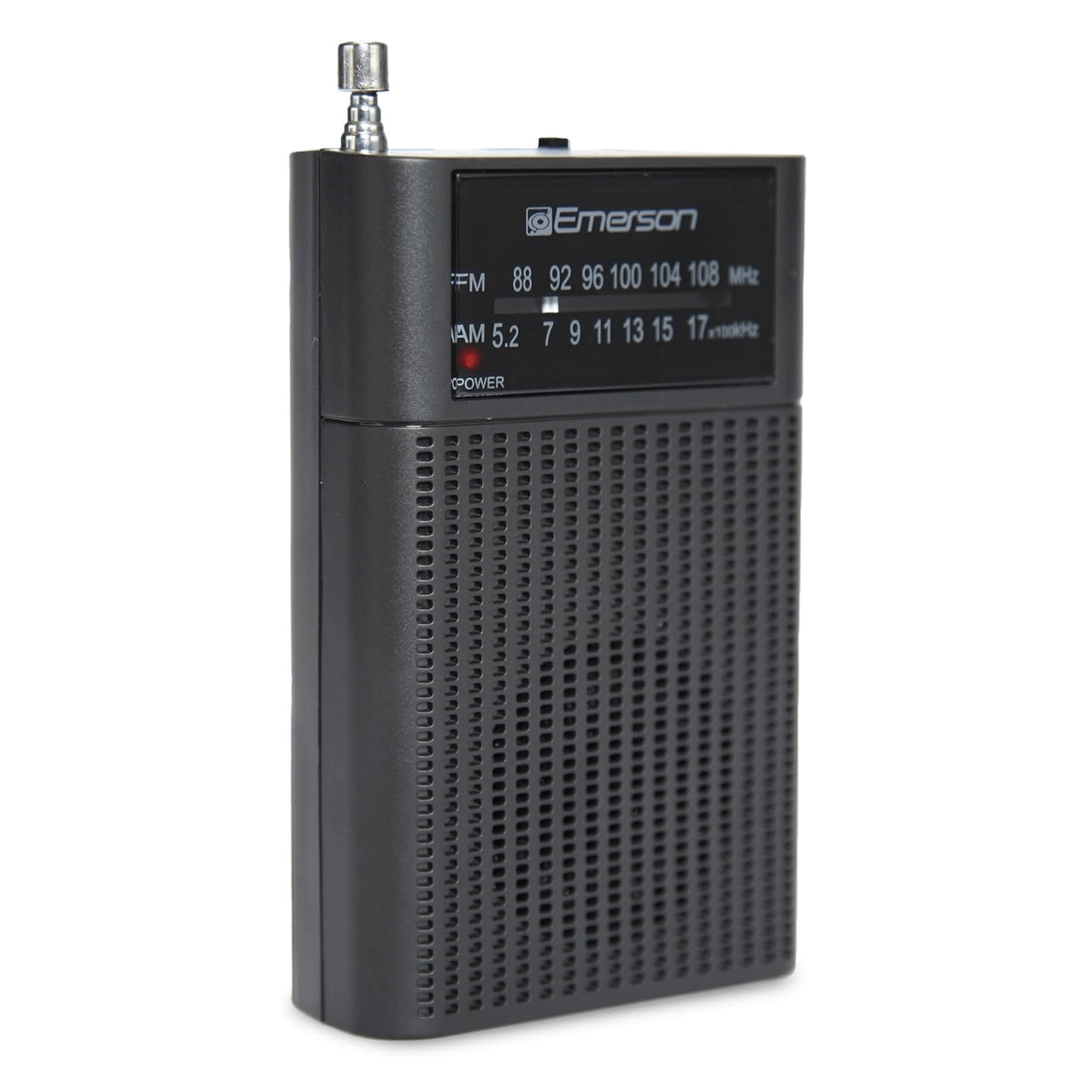 Emerson Portable AMFM Radio with Built-In Speaker and Easy Removable Belt Clip