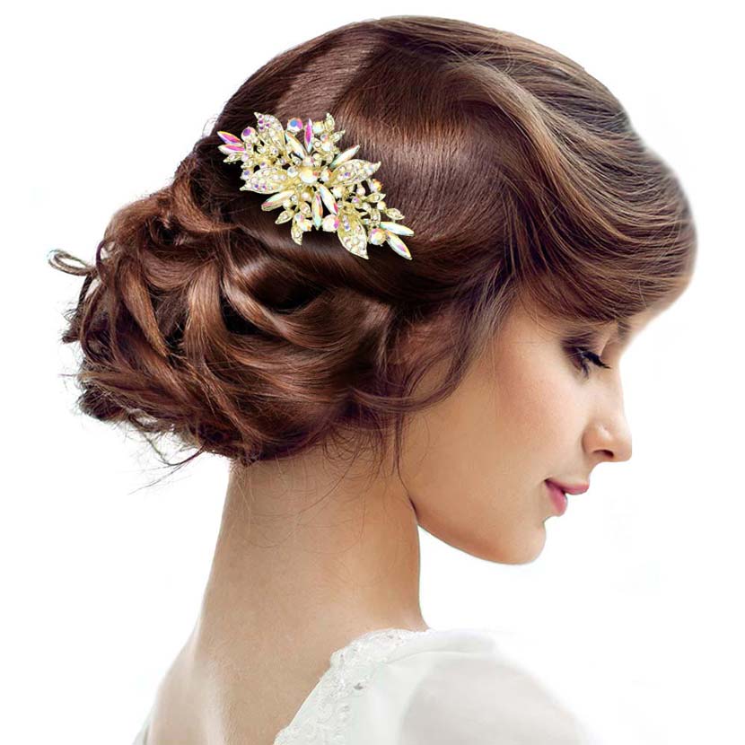 Flower Stone Cluster Embellished Hair Comb