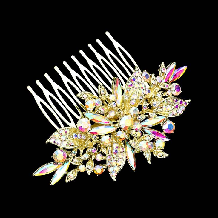 Flower Stone Cluster Embellished Hair Comb