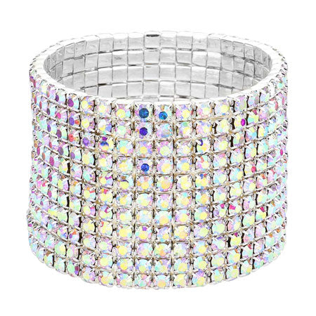 11-Row Crystal Rhinestone Stretchable Bracelet