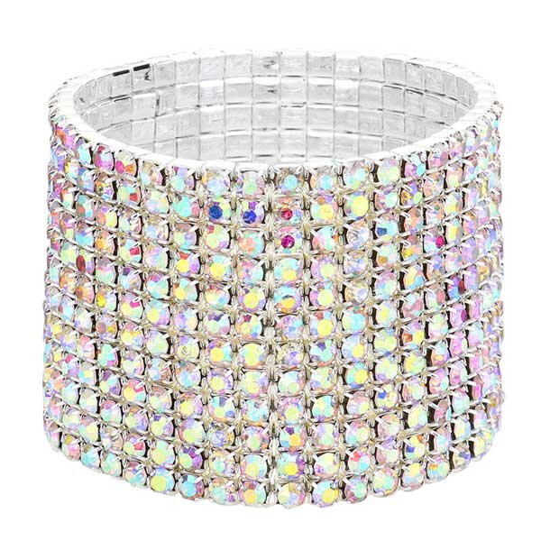 12-Row Crystal Rhinestone Stretchable Bracelet