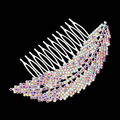 Rhinestone Pave Leaf Hair Comb