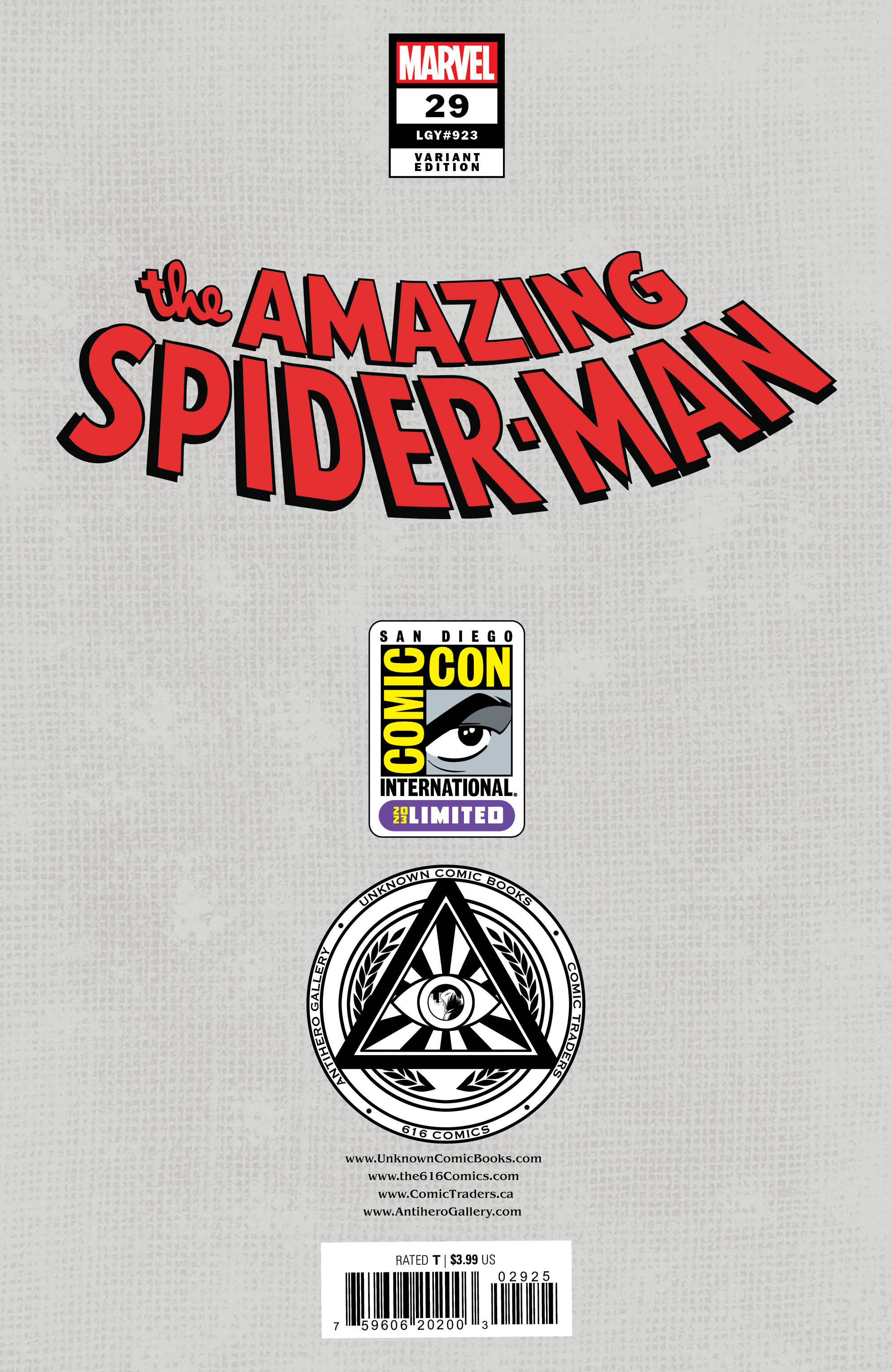 [Signed by David Nakayama] AMAZING SPIDER-MAN #29 Virgin UNKNOWN COMICS DAVID NAKAYAMA EXCLUSIVE SDCC LIMITED VAR