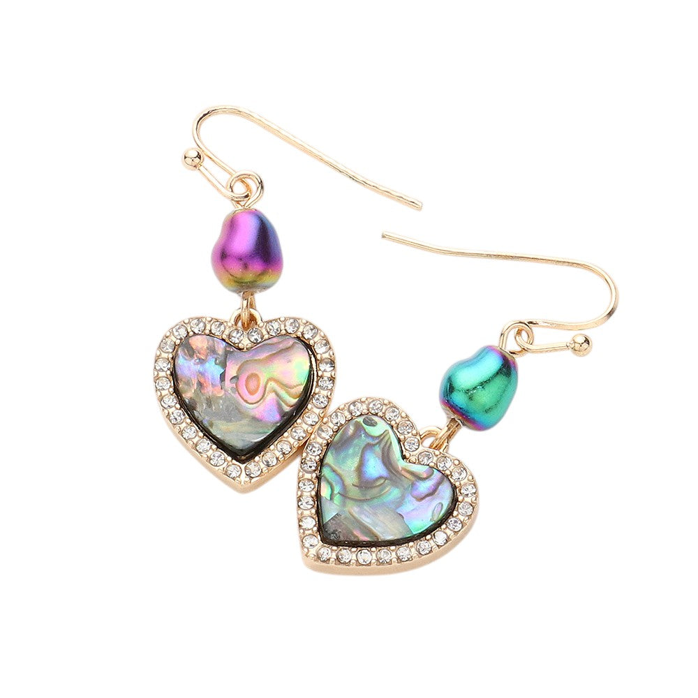 Abalone Heart Dangle Earrings