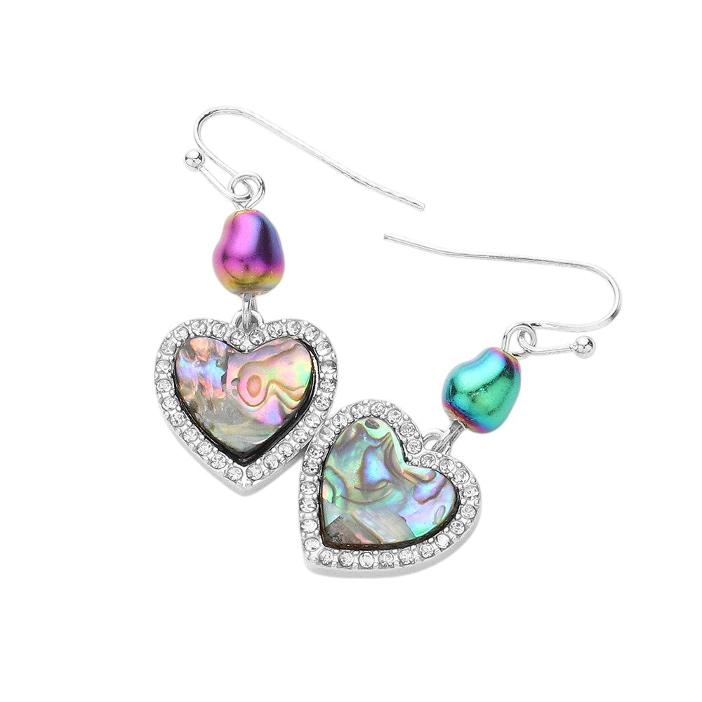 Abalone Heart Dangle Earrings