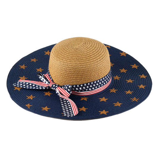 American Flag Floppy Summer Sun Hat American Flag Floppy Straw Beach Hat