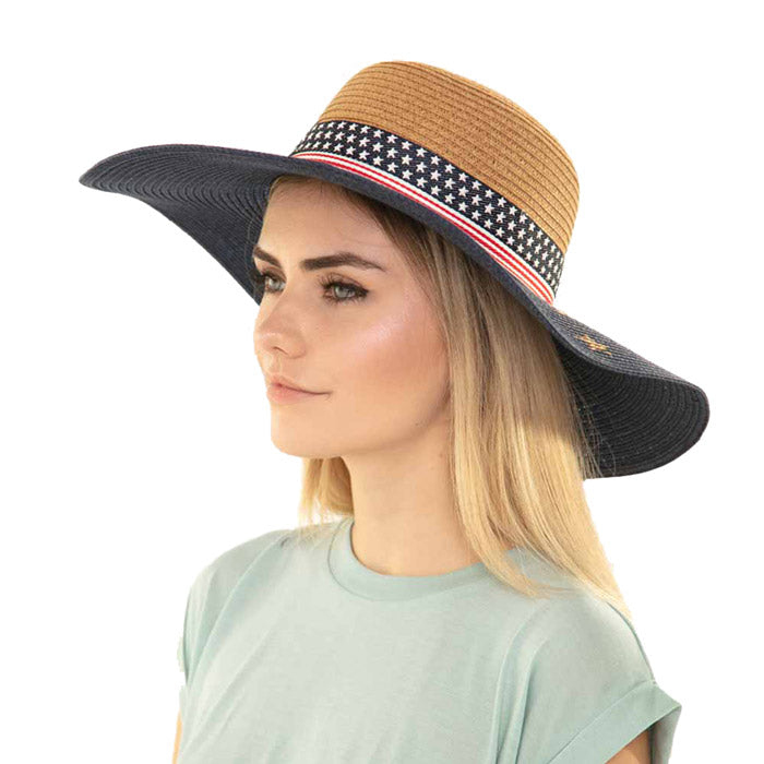 American Flag Floppy Summer Sun Hat American Flag Floppy Straw Beach Hat