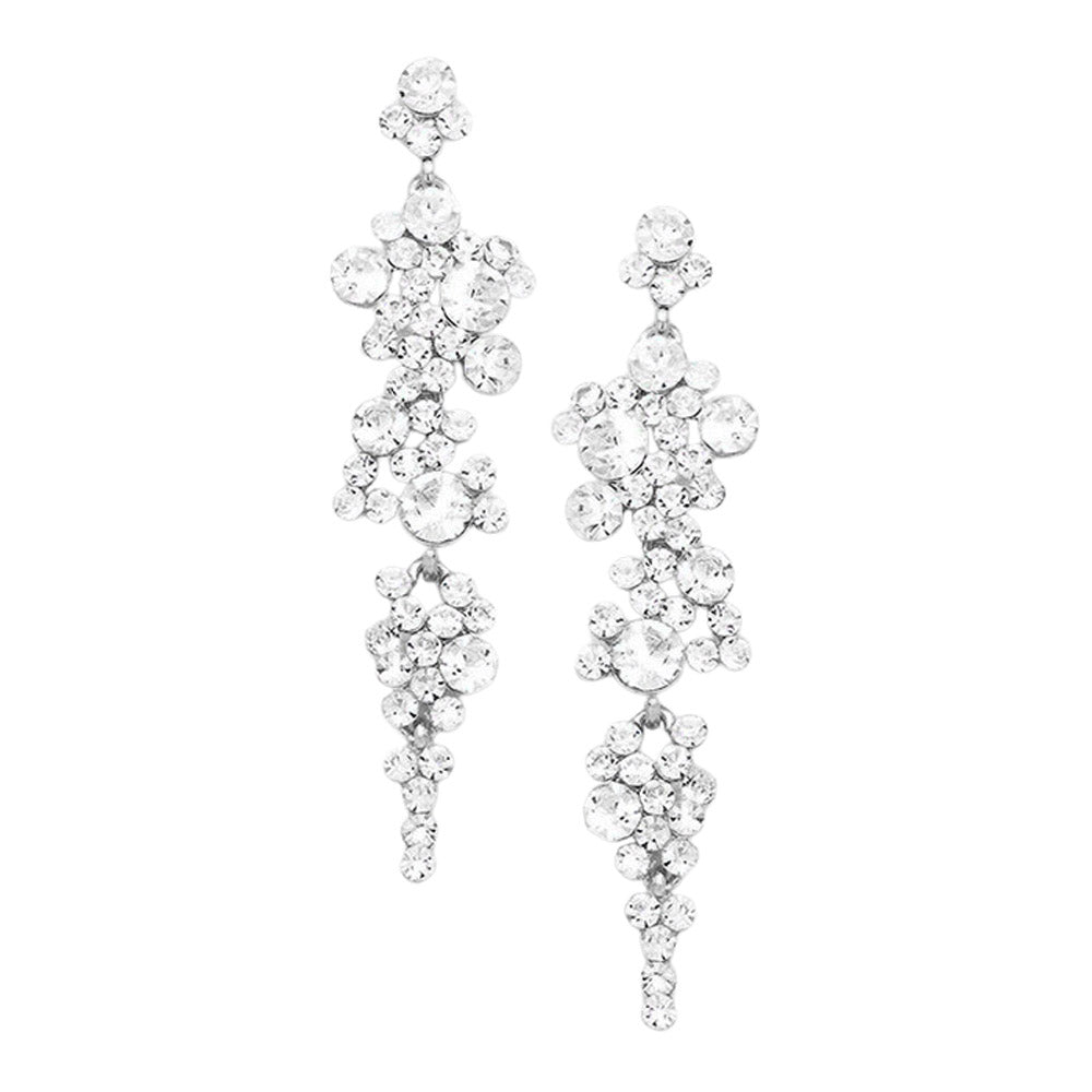 Bubble Stone Cluster Dangle Evening Earrings