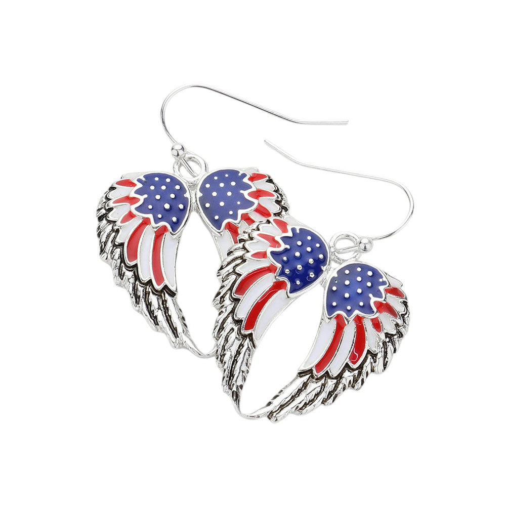 American USA Flag Wing Dangle Earrings