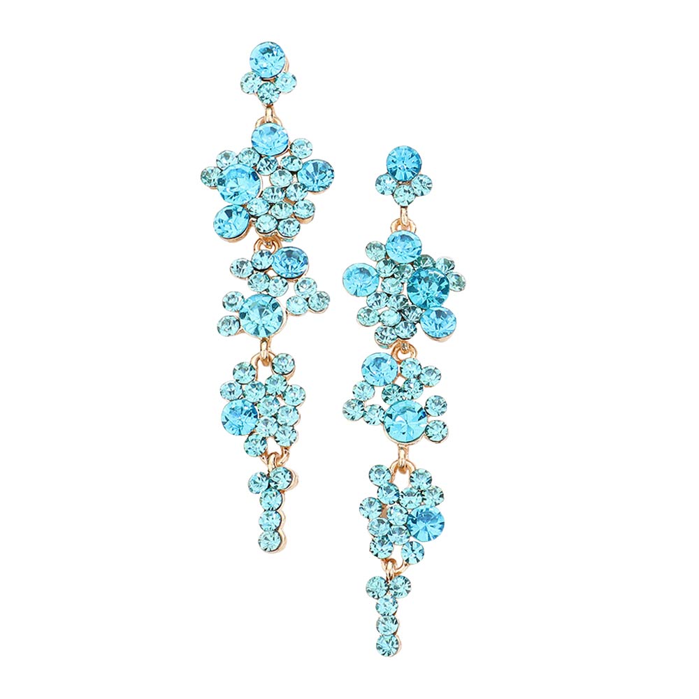 Bubble Stone Cluster Dangle Evening Earrings