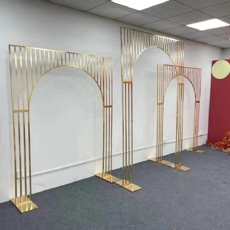 Arched Shiny Gold Tubed Wedding Backdrop Stands
