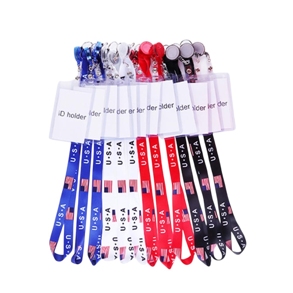 12PCS - USA American Flag Keychain ID Holders