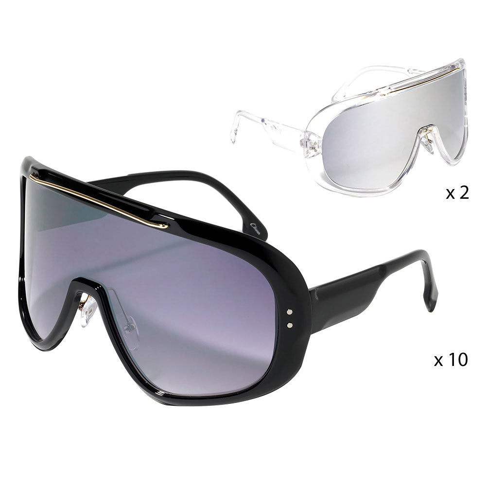 12Pcs Visor Style Sunglasses
