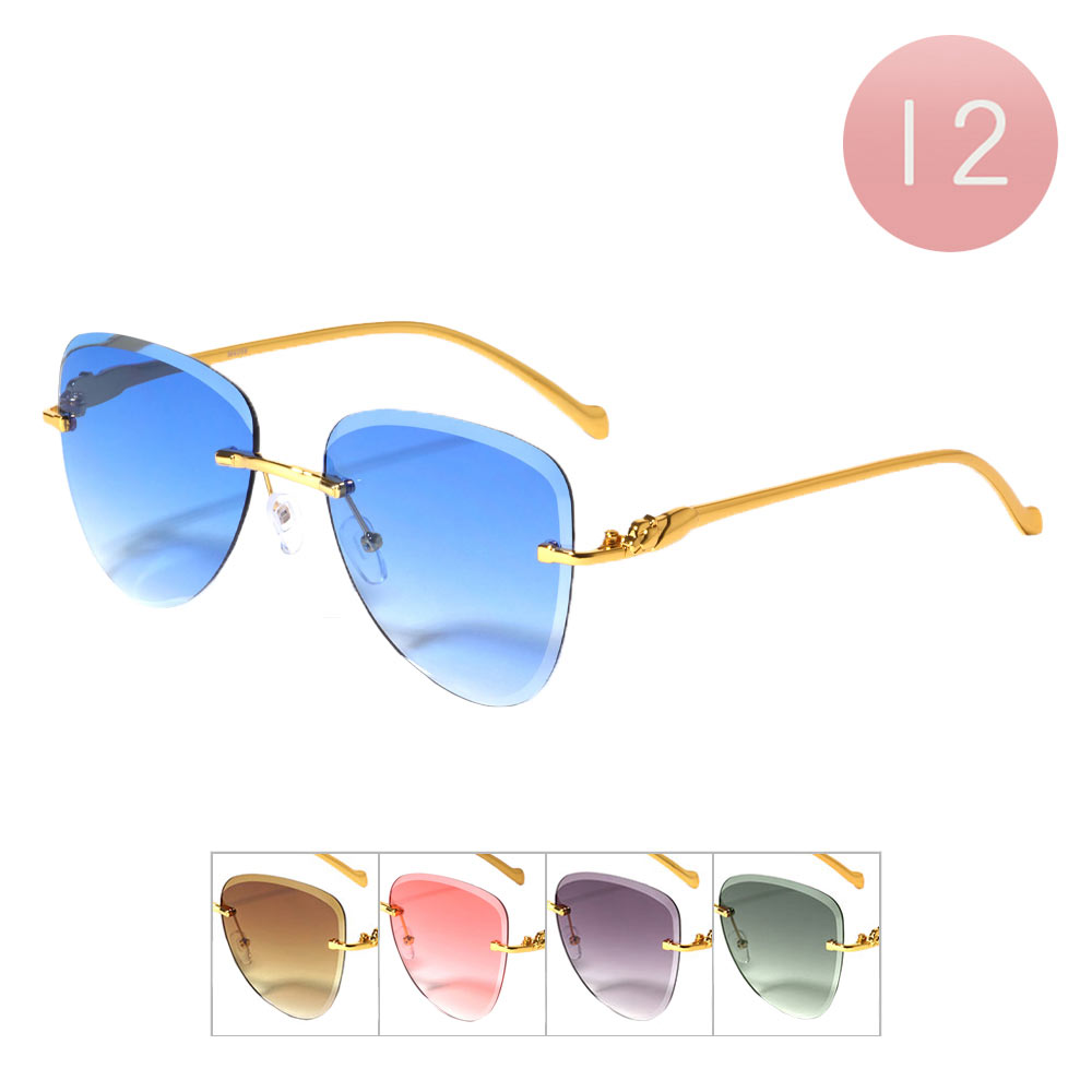 12Pcs Tinted Retro Aviator Sunglasses