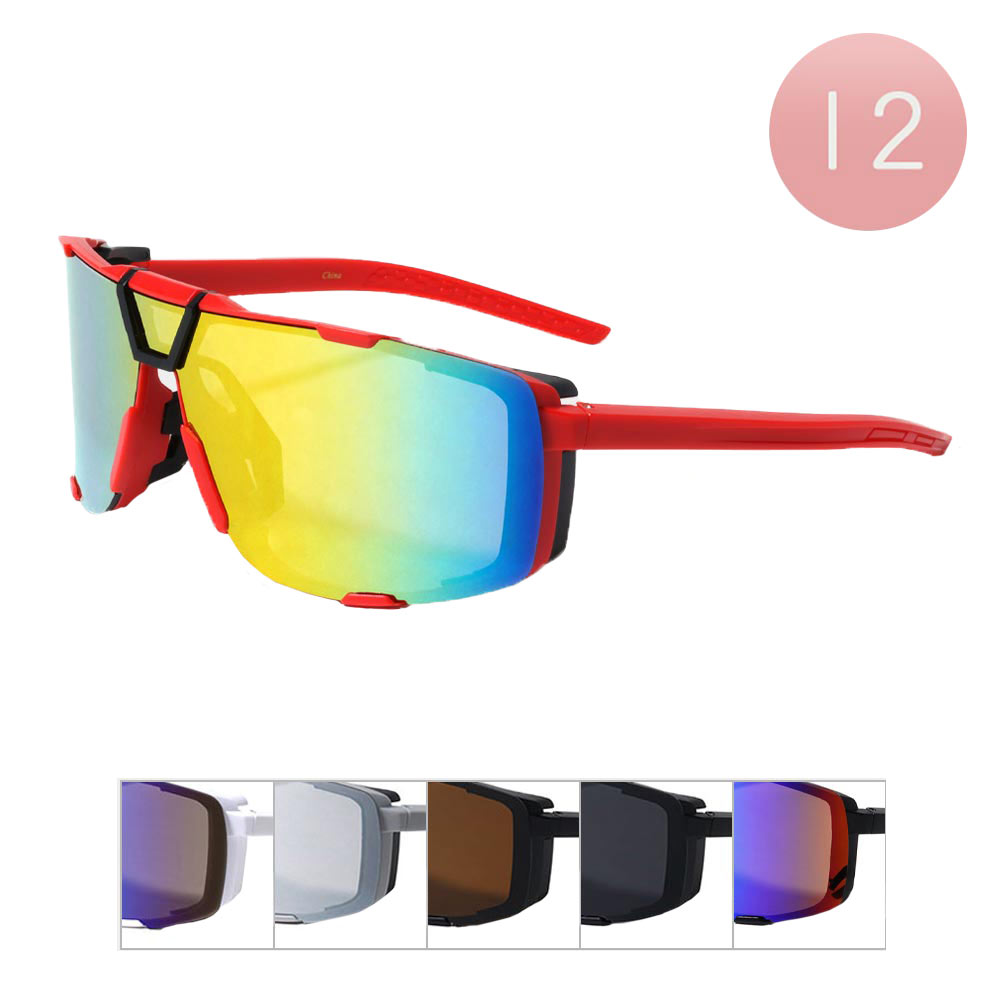 12Pcs Tinted Visor Style Sunglasses