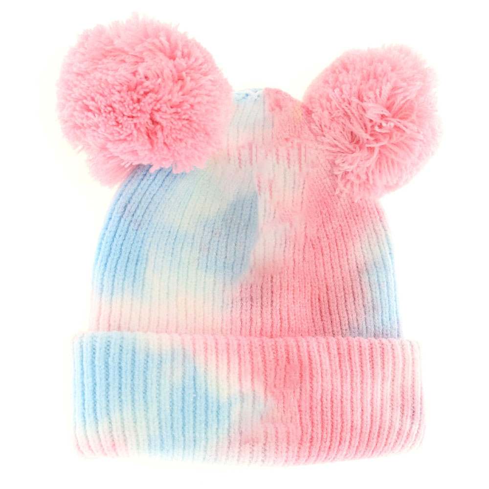 BABY Tie Dye Double Fur Pom C.C Beanie