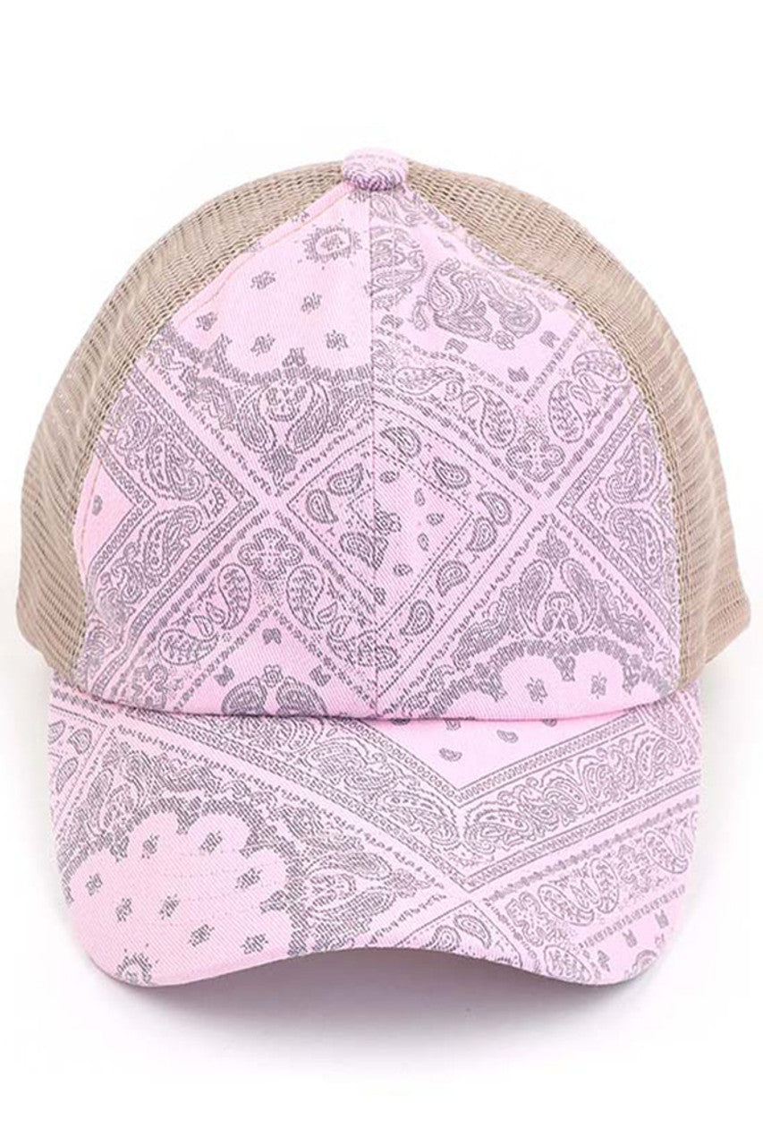 C.C Paisley Bandana Criss cross  Pony Cap
