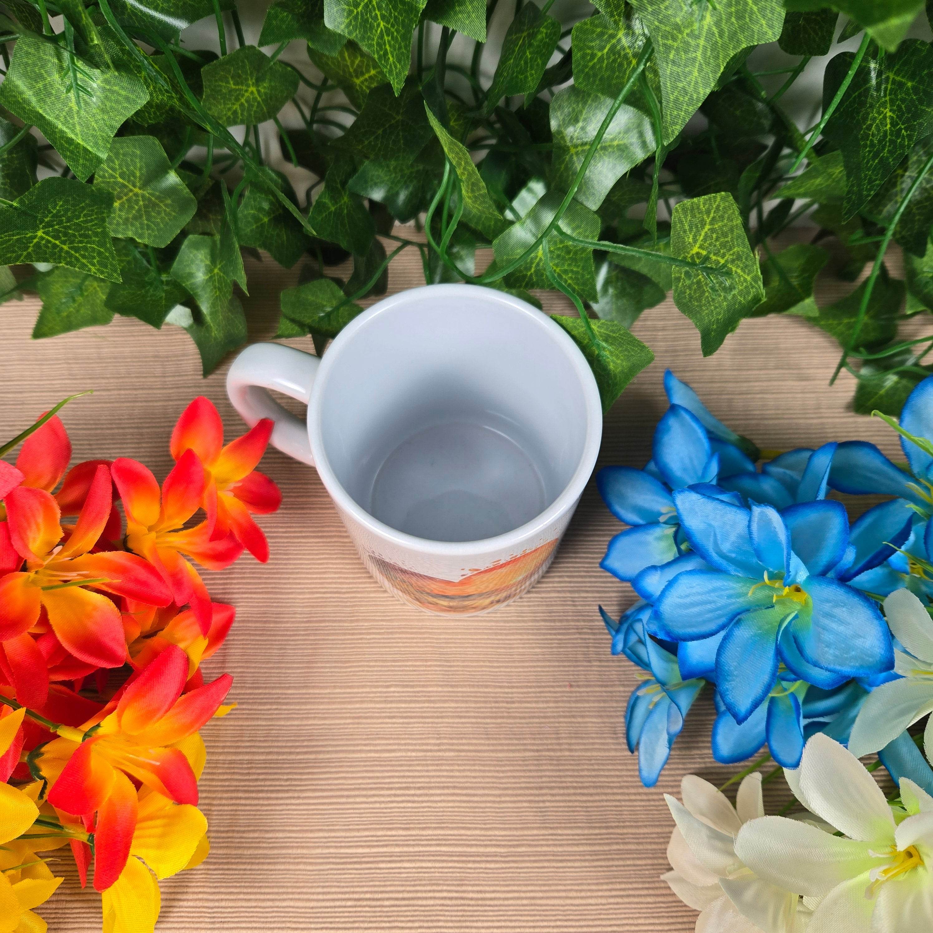 Beautiful Beach Scene in Heart Mug
