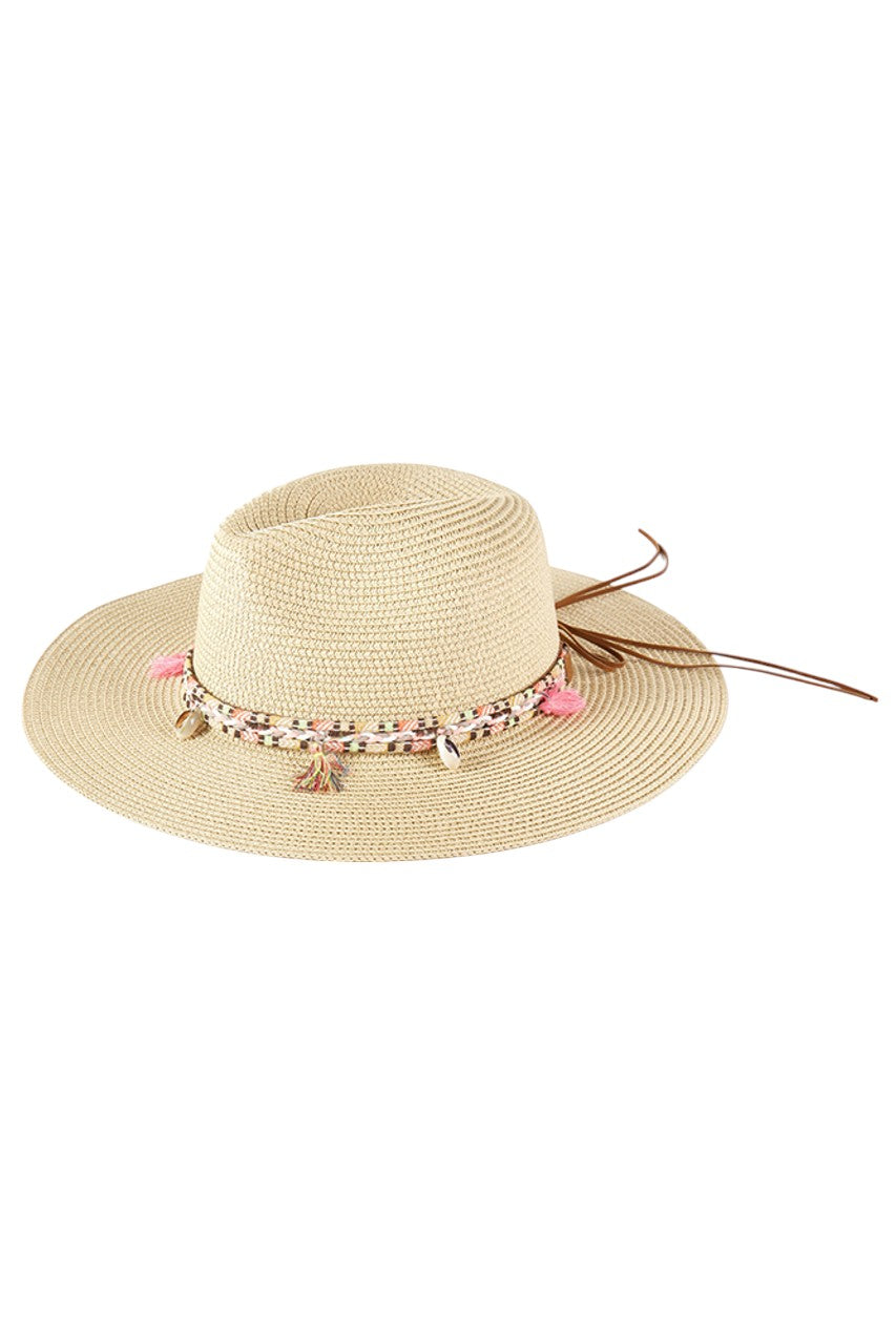 Boho Tassel Multi Color Band Summer Straw Sun Hat