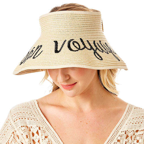 Bon Voyage Message Roll Up Foldable Visor Sun Hat
