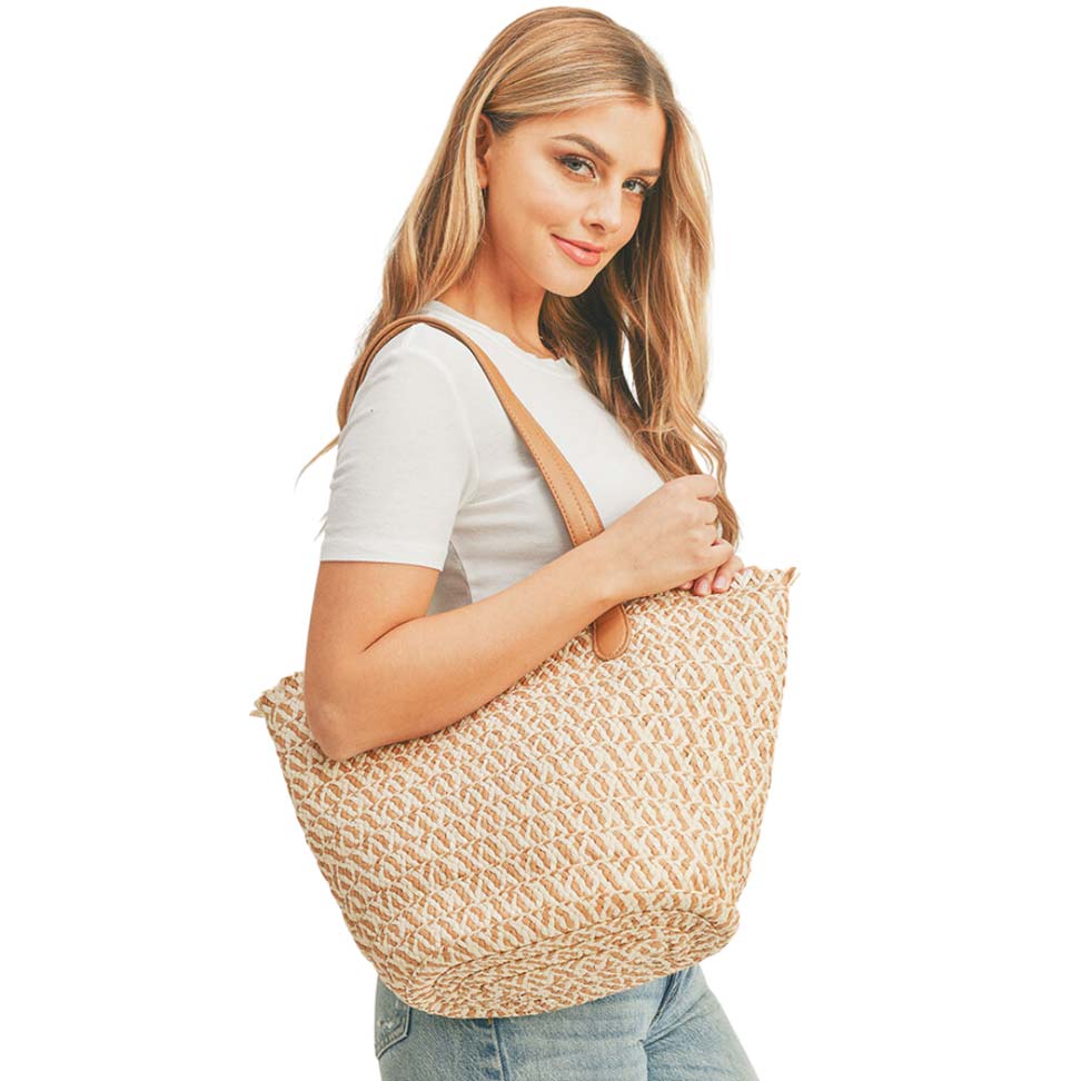 Braided Straw Tote Bag
