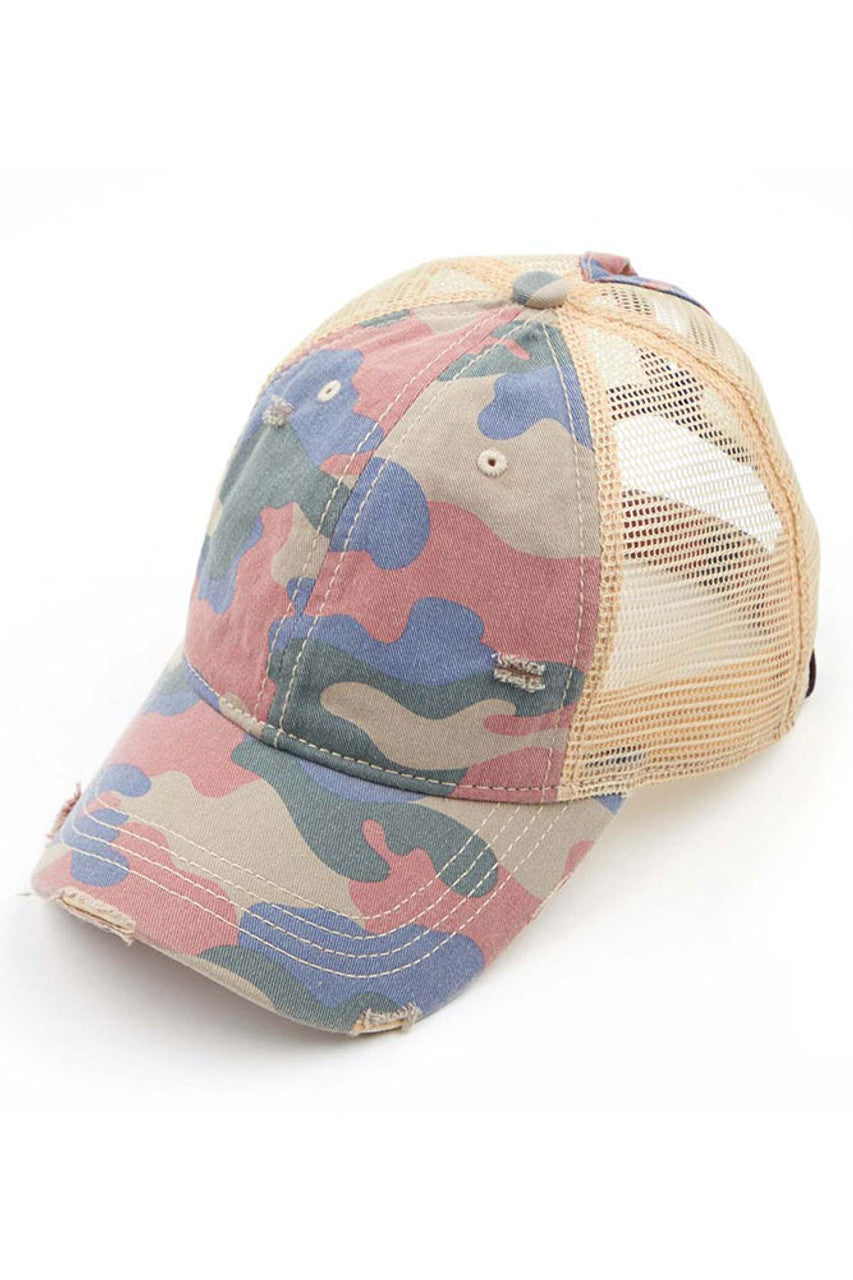 C.C Camouflage Vintage Style Pony Cap