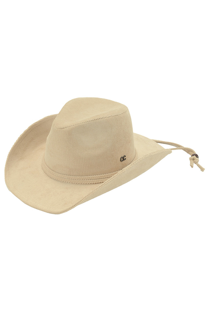 C.C Chin Straps Corduroy Cowboy Hat