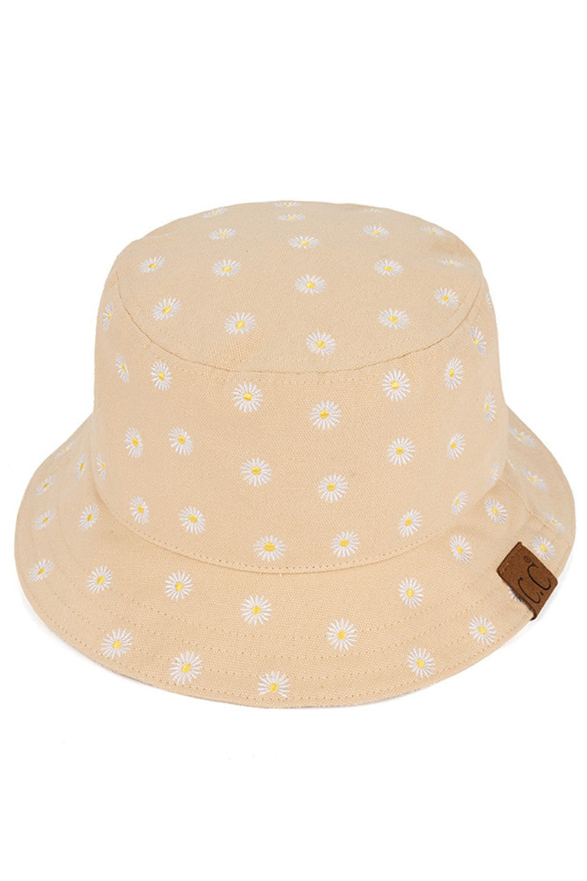 C.C Daisy Embroidered Cotton Canvas Bucket Hat