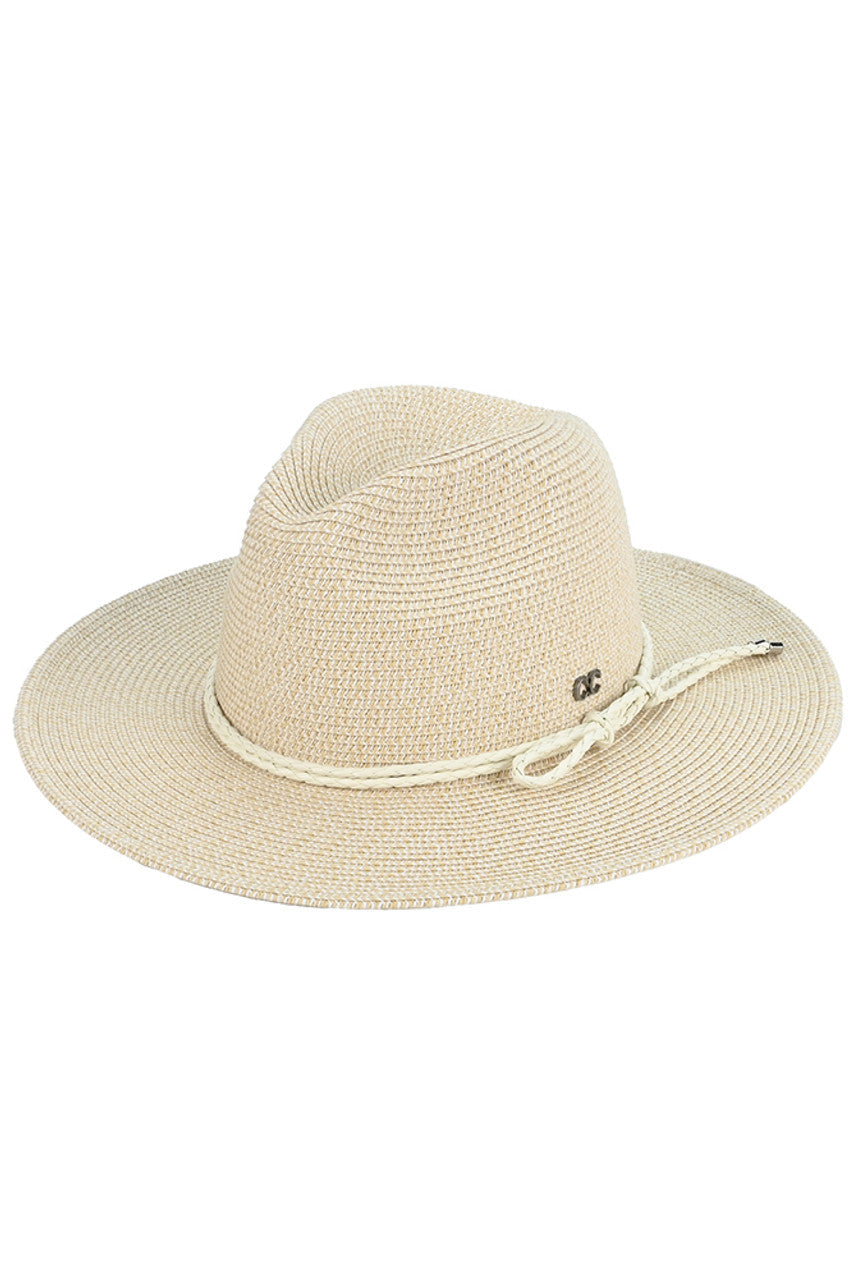 C.C Leather String Rope Band Paper Panama Hat