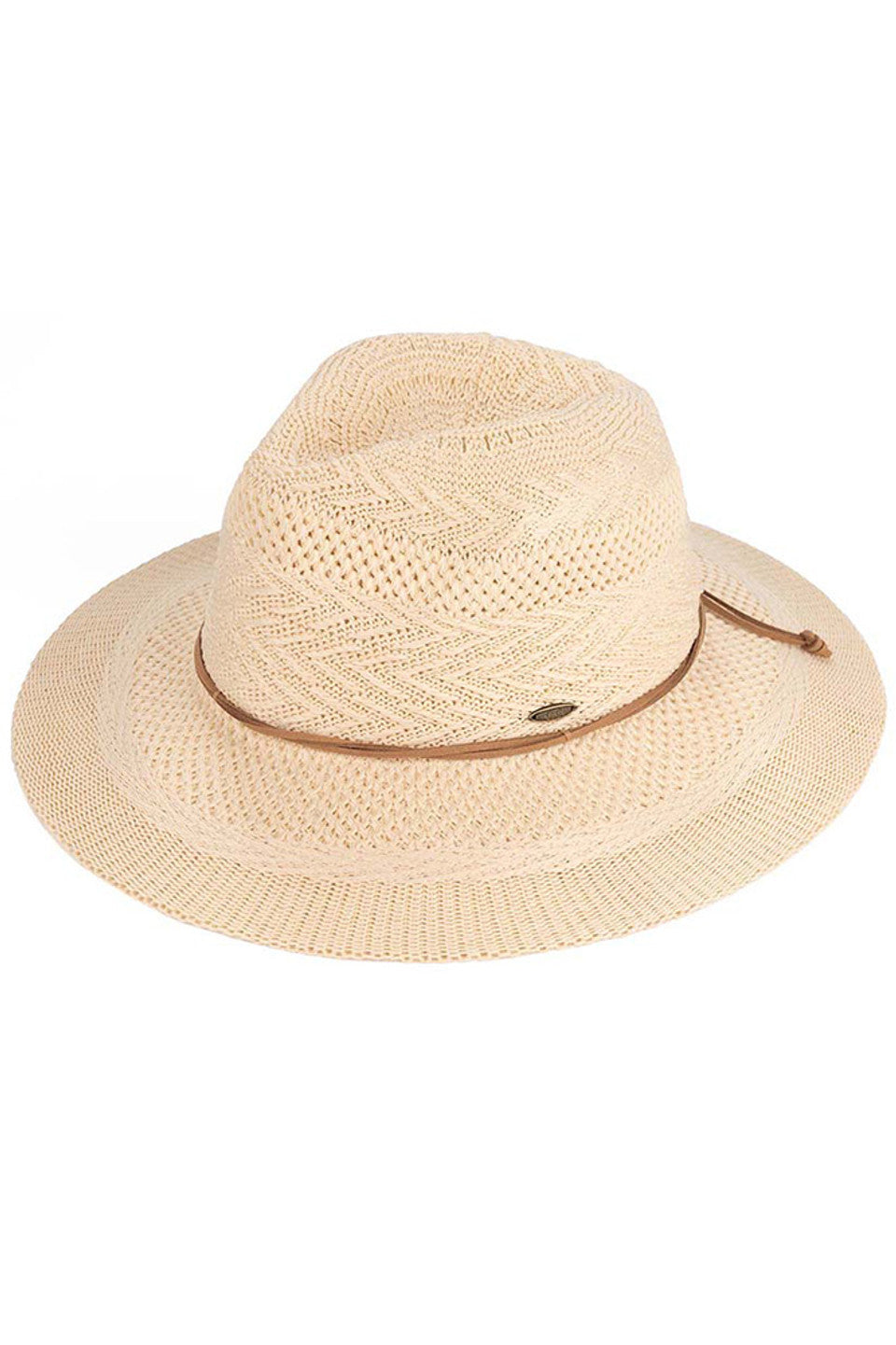 C.C MULTI PATTERN SUEDE STRING BAND PANAMA HAT