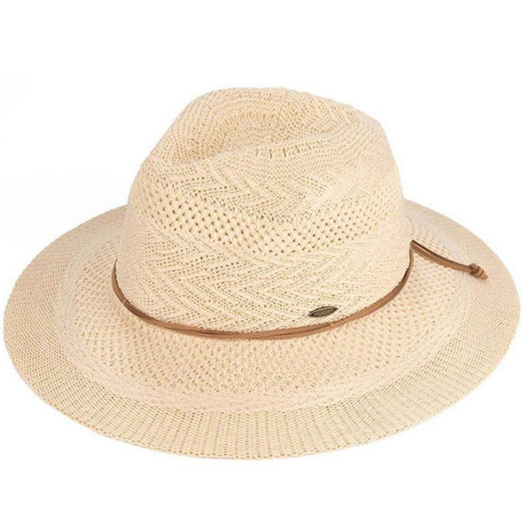C.C Multi Pattern Suede String Band Panama Hat