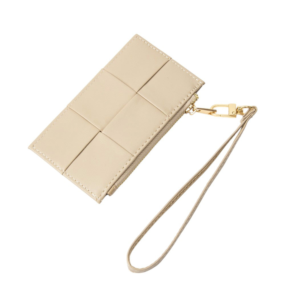 Faux Leather Weave Flat  Coin Wallet
