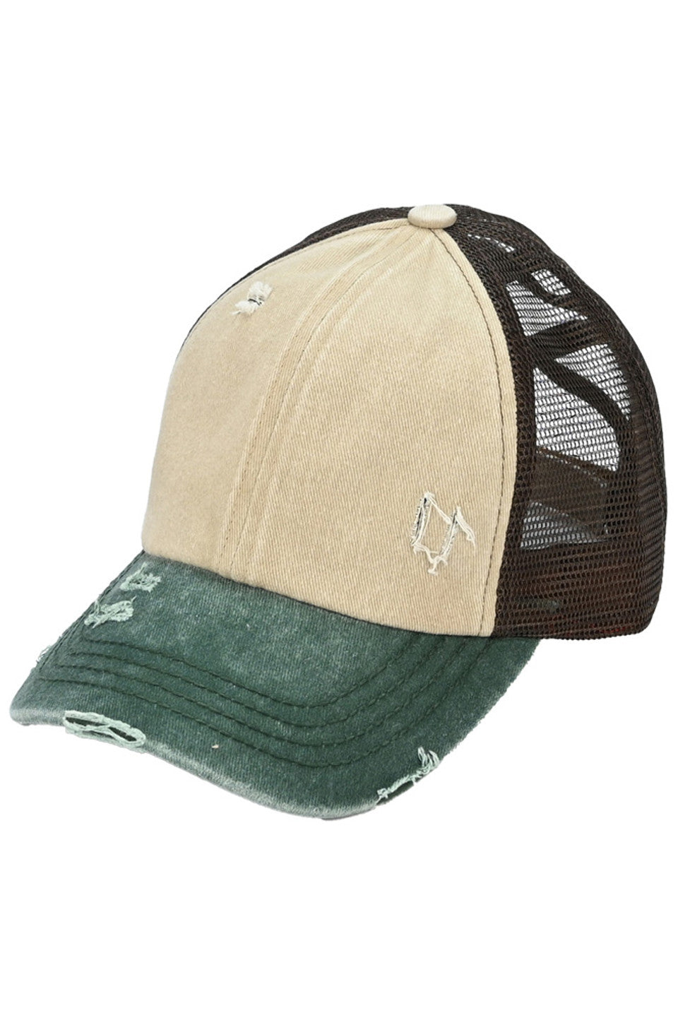 C.C 3 Tone Crossed Mesh Back Trucker Pony Cap