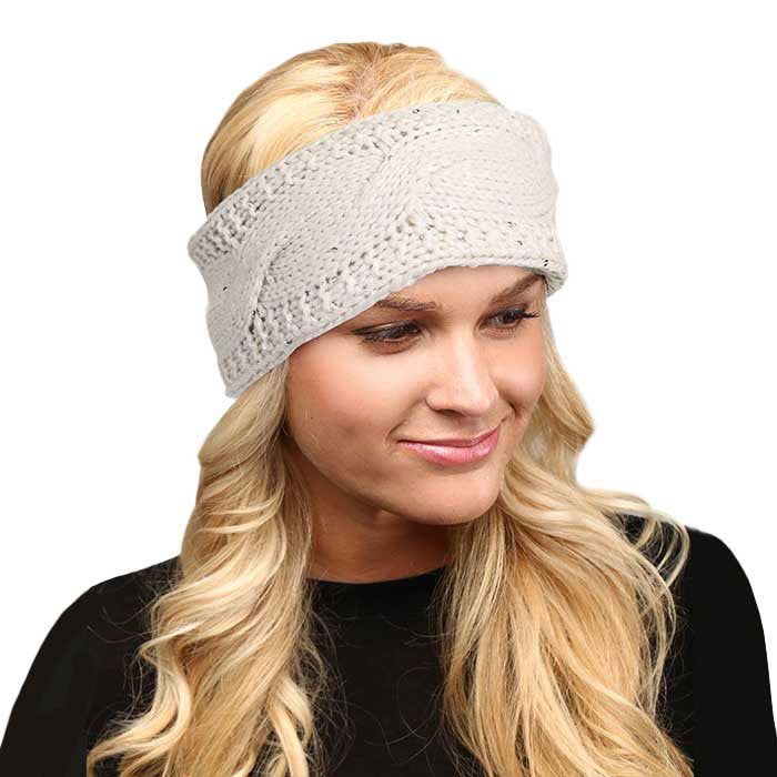 Twisted Tiny Sequin Soft Knit Headband