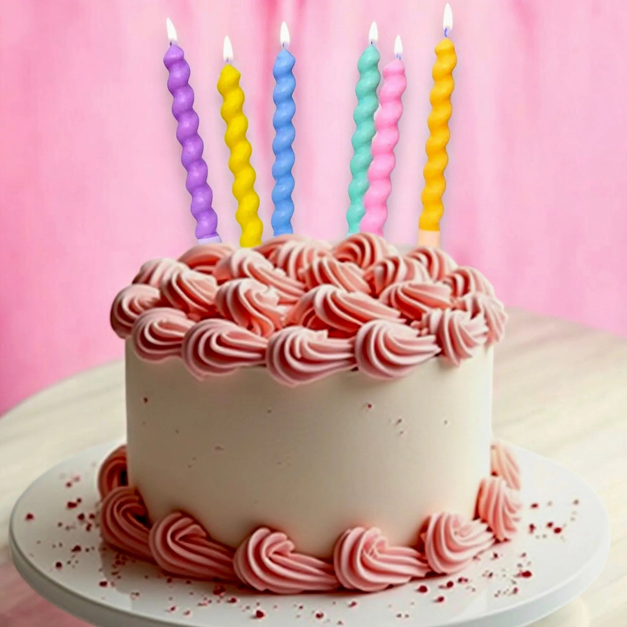 Birthday Cake Candle Toppers Colorful Spiral 6-Pack