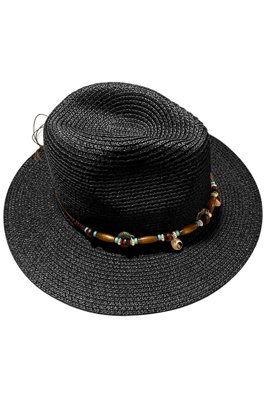 Bead Trim Solid Panama Hat