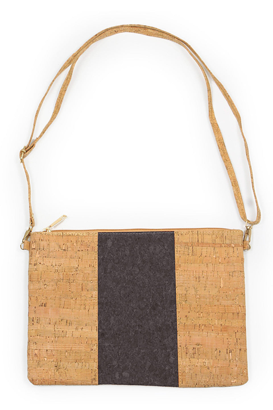 Bold Middle Stripe Cork Clutch Crossbody Bag