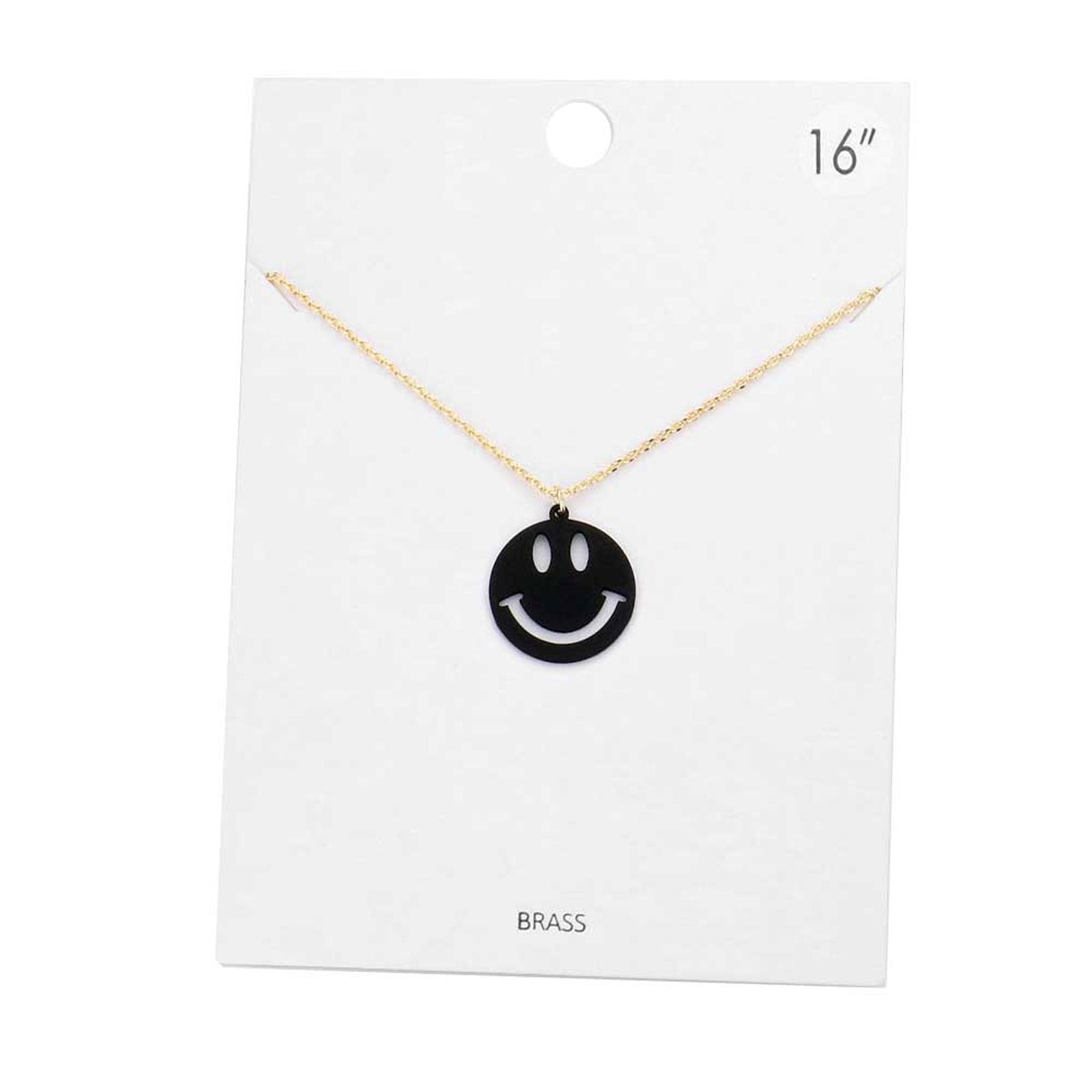 Brass Metal Smile Pendant Necklace