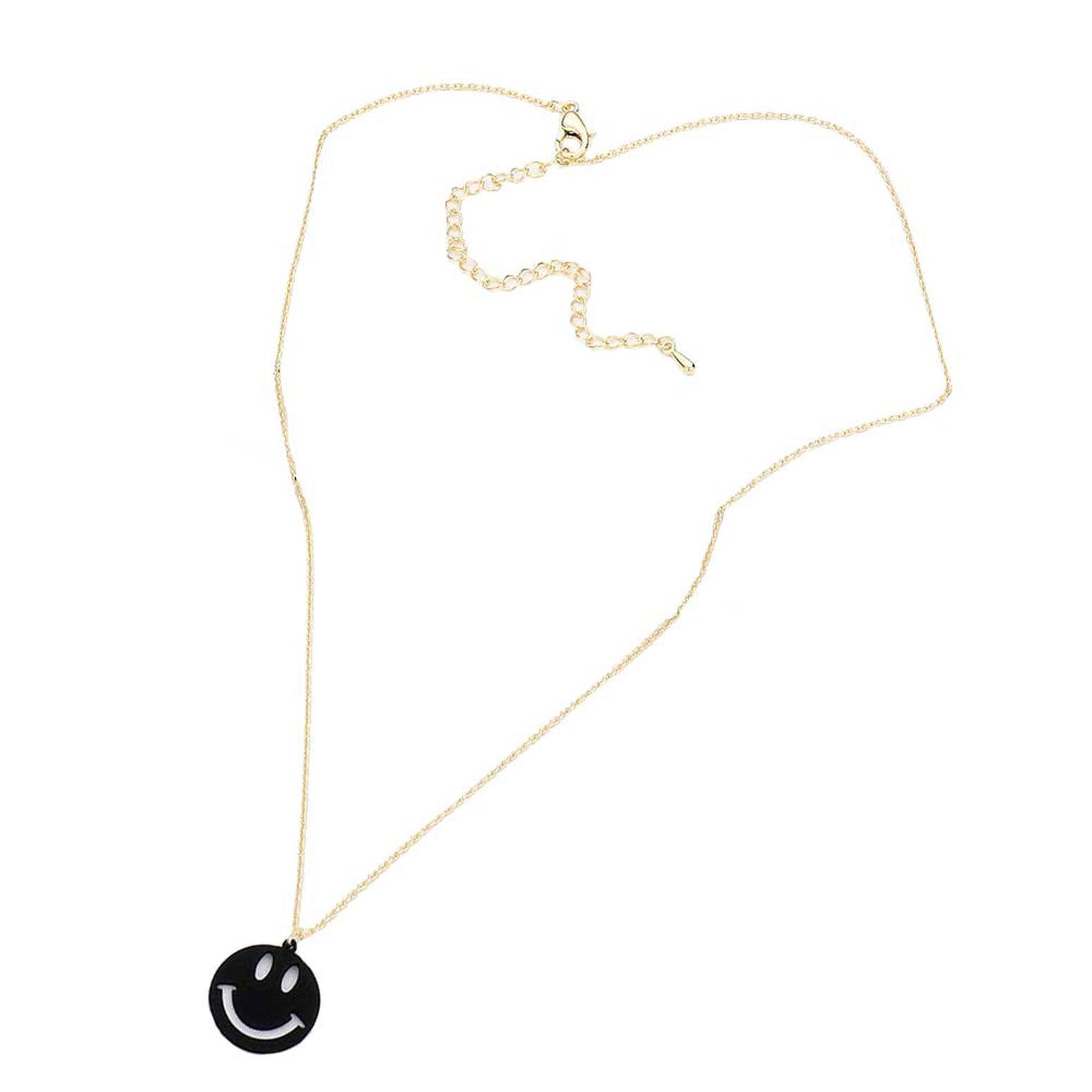 Brass Metal Smile Pendant Necklace