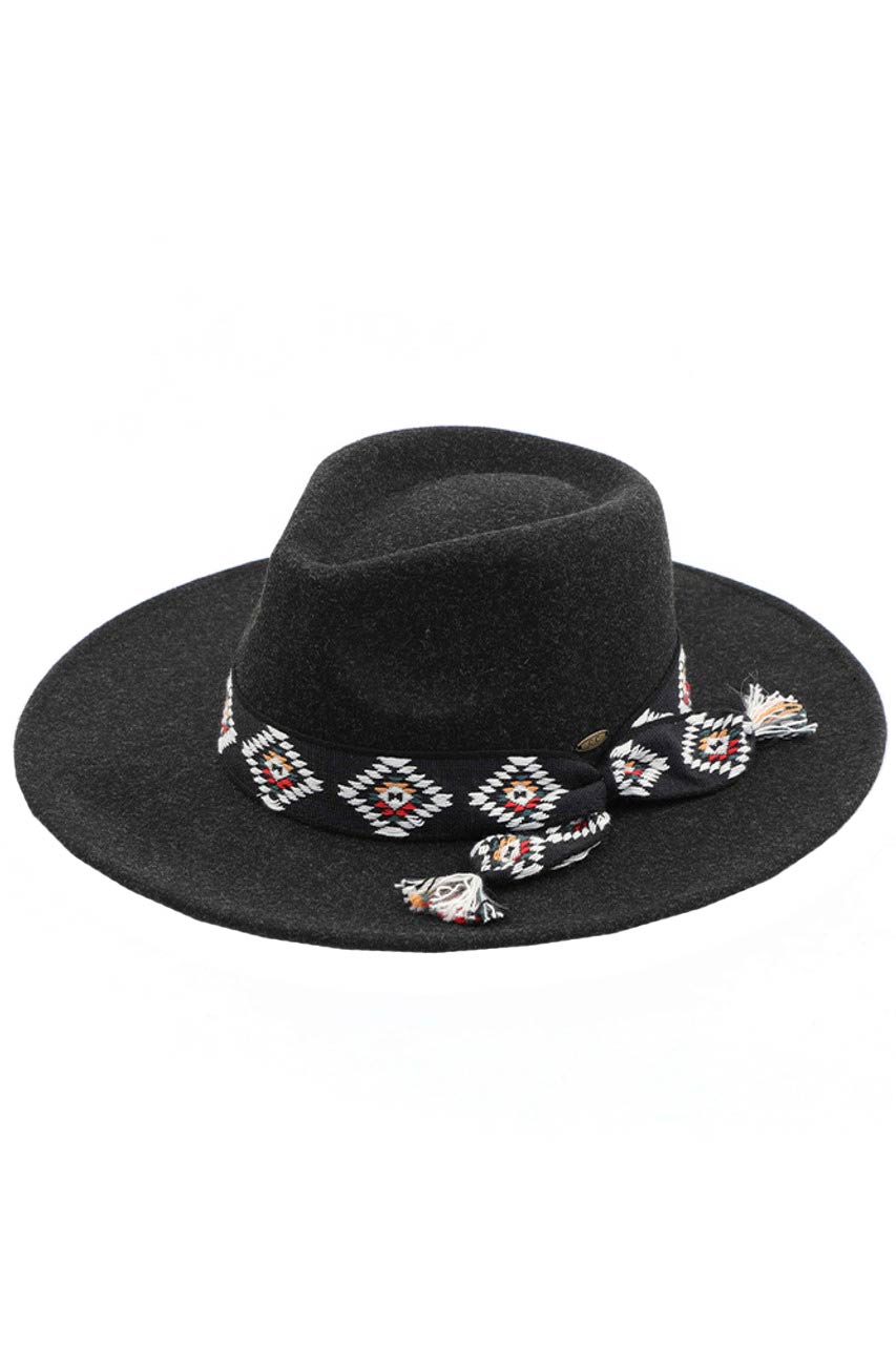 C.C Aztec Trim Band Vegan Felt Panama Hat