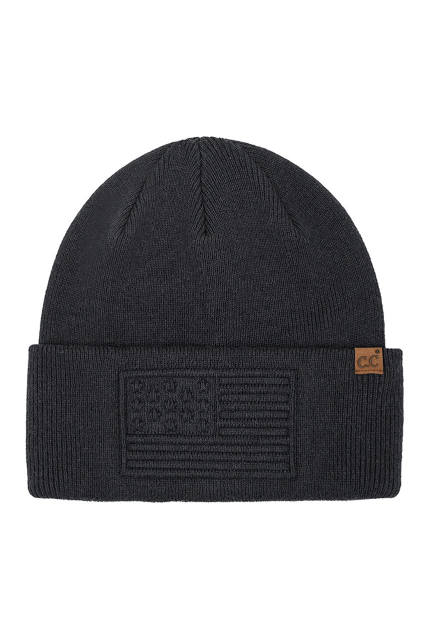 C.C 3D Emboss American Flag Beanie Winter Hat