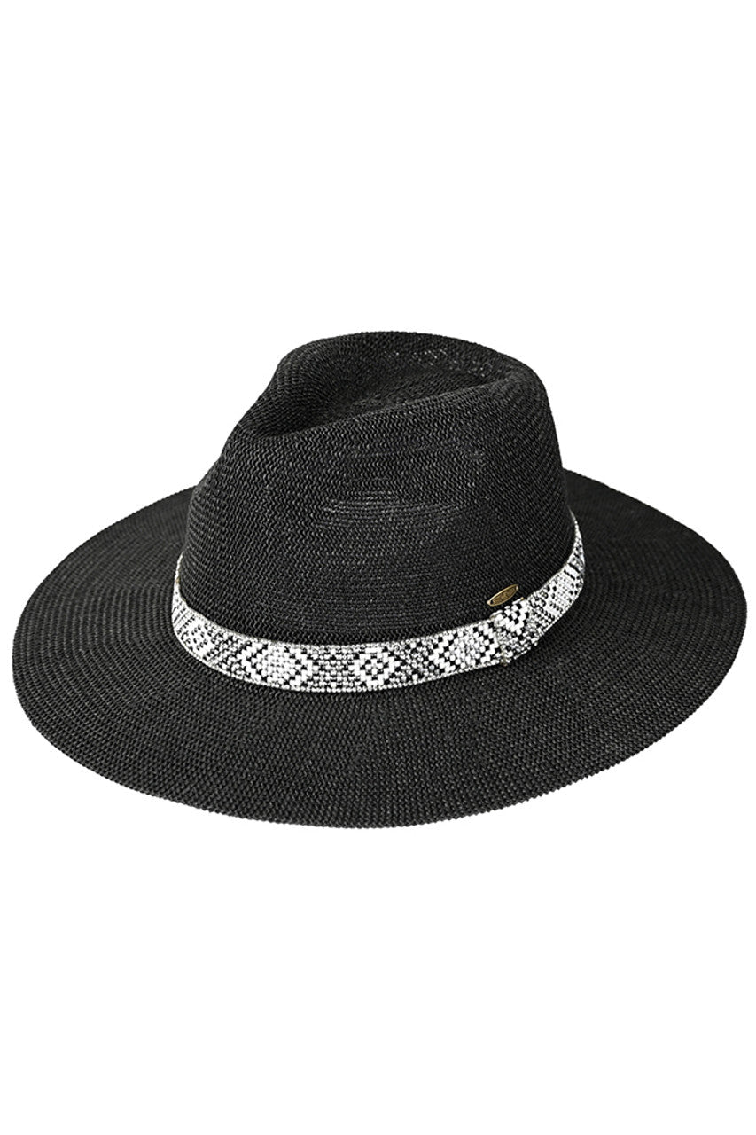 C.C Aztec Beads Trim Band Panama Hat