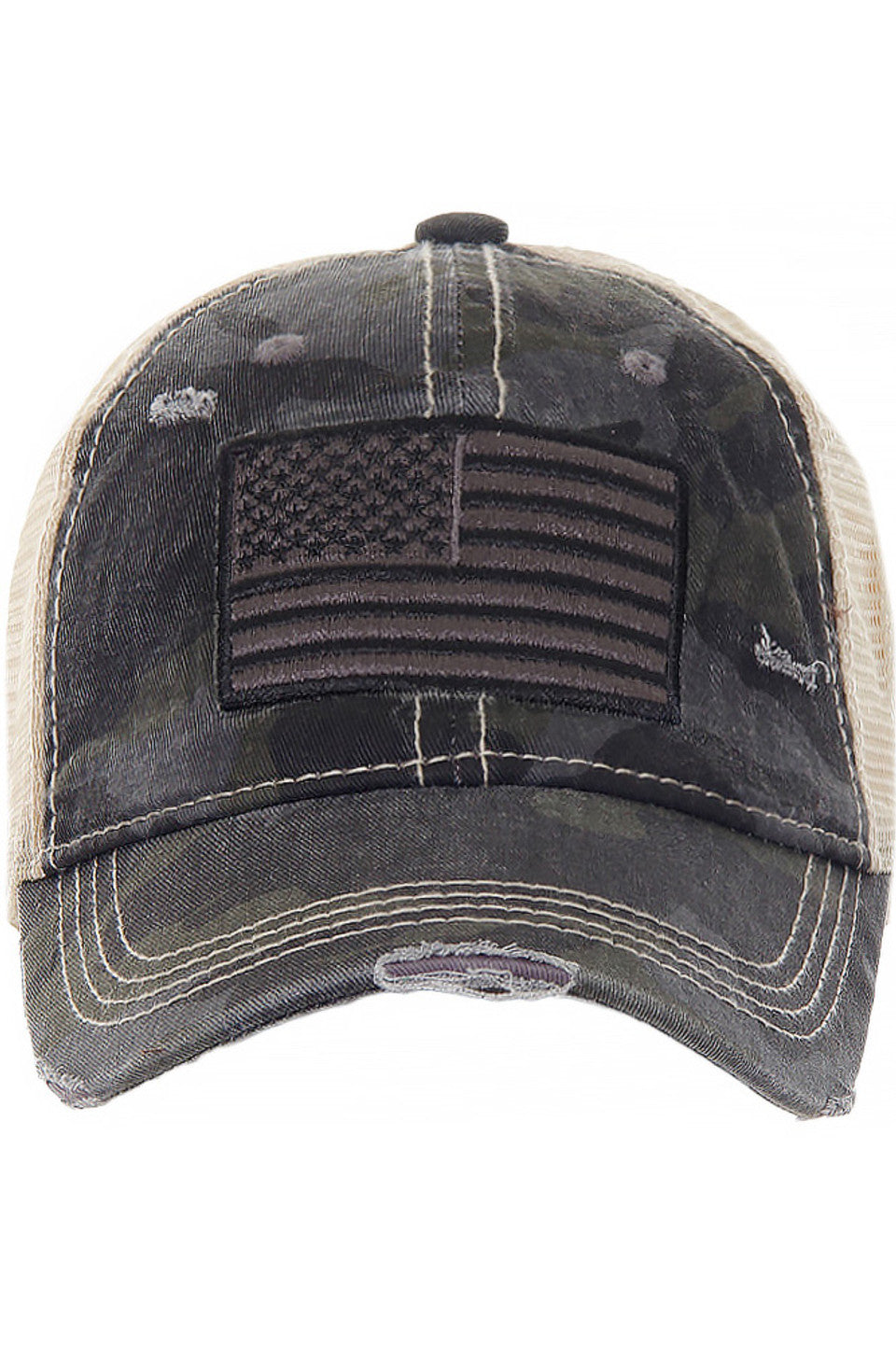 C.C CAMOUFLAGE FLAG American Flag BASEBALL PONYCAP