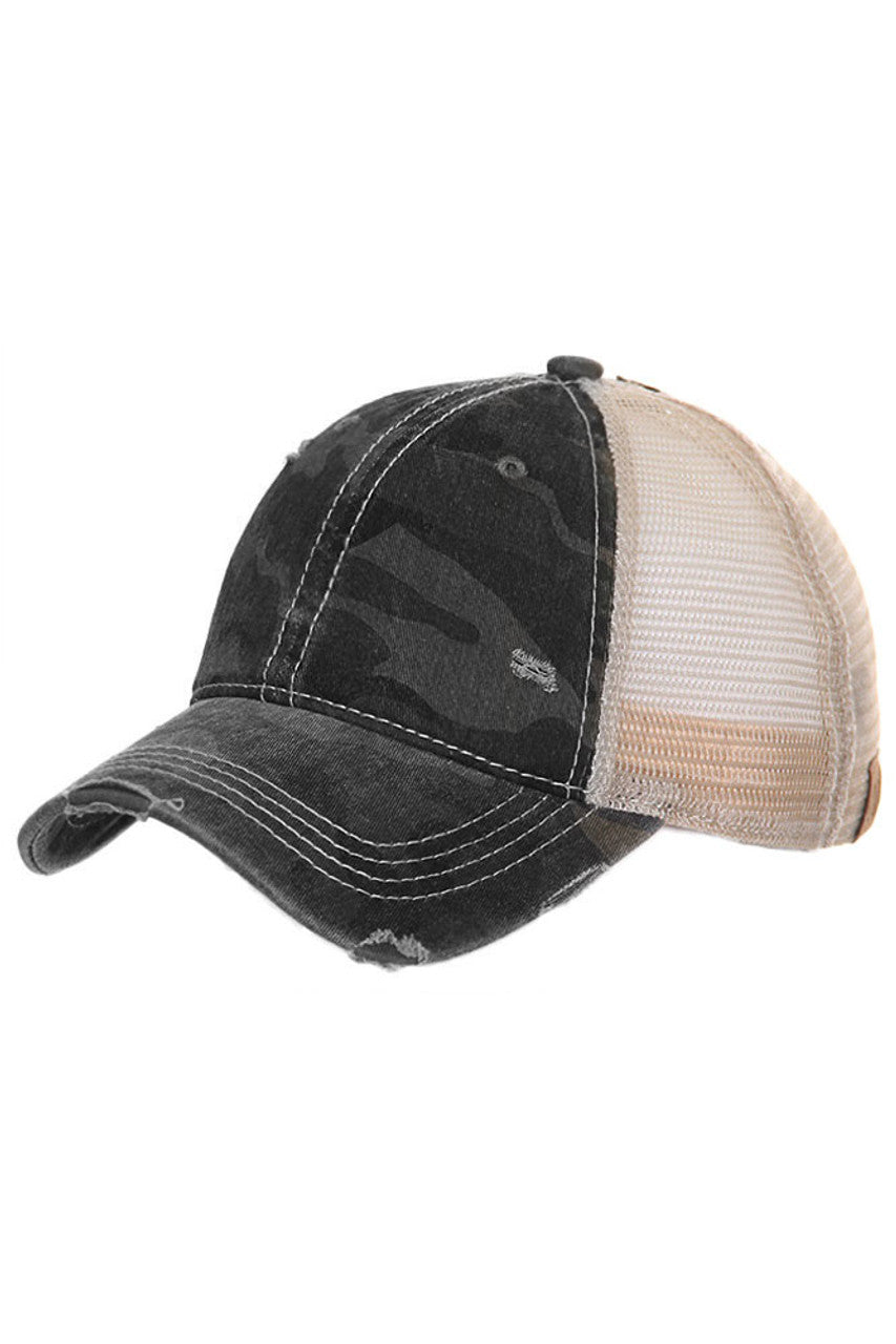 C.C Camouflage Vintage Style Pony Cap