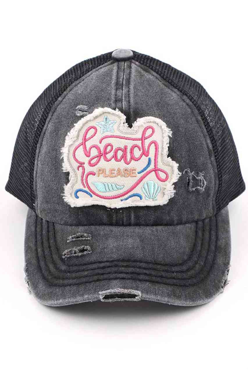 C.C DISTRESSED BEACH PLEASE PATCH PONYCAP