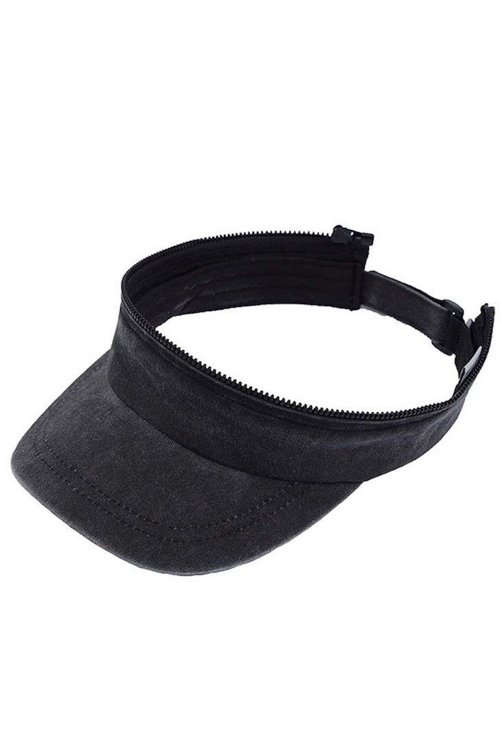 C.C Convertible Denim Army Zipper Cap Sun Visor