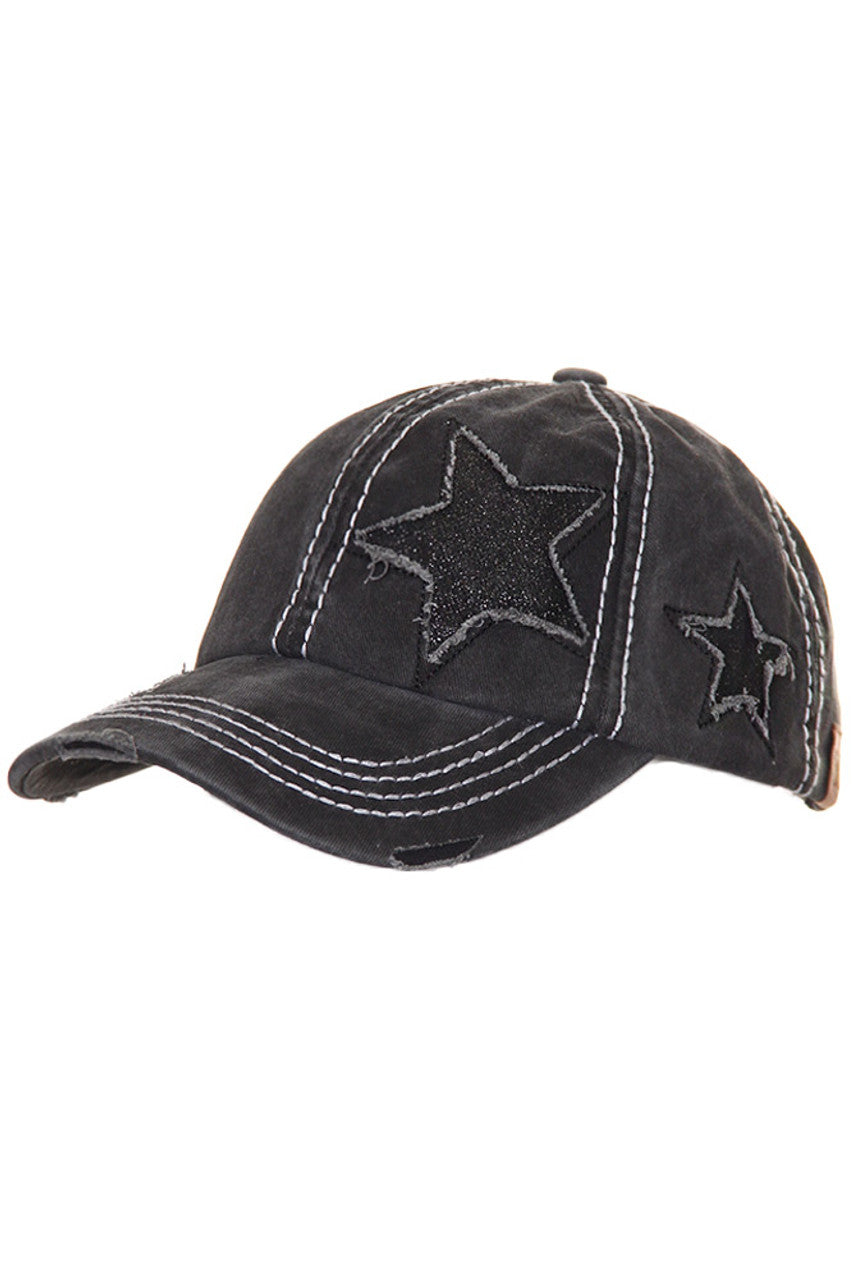 C.C GLITTER STAR BASEBALL PONYCAP