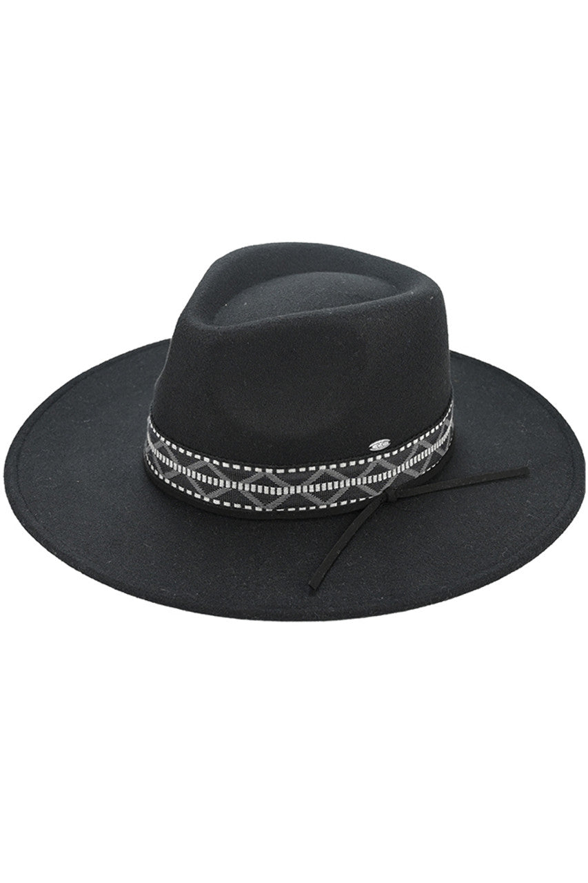 C.C Geometric Trim Band Vegan Felt Panama Hat