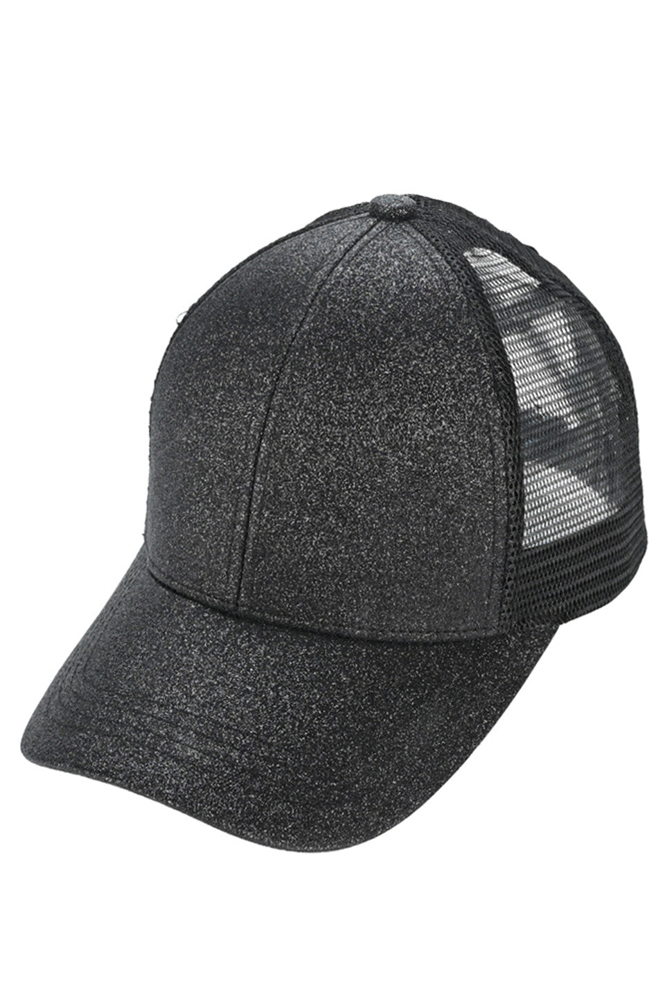 C.C Glitter Mesh Back Criss-Cross Ponytail Cap