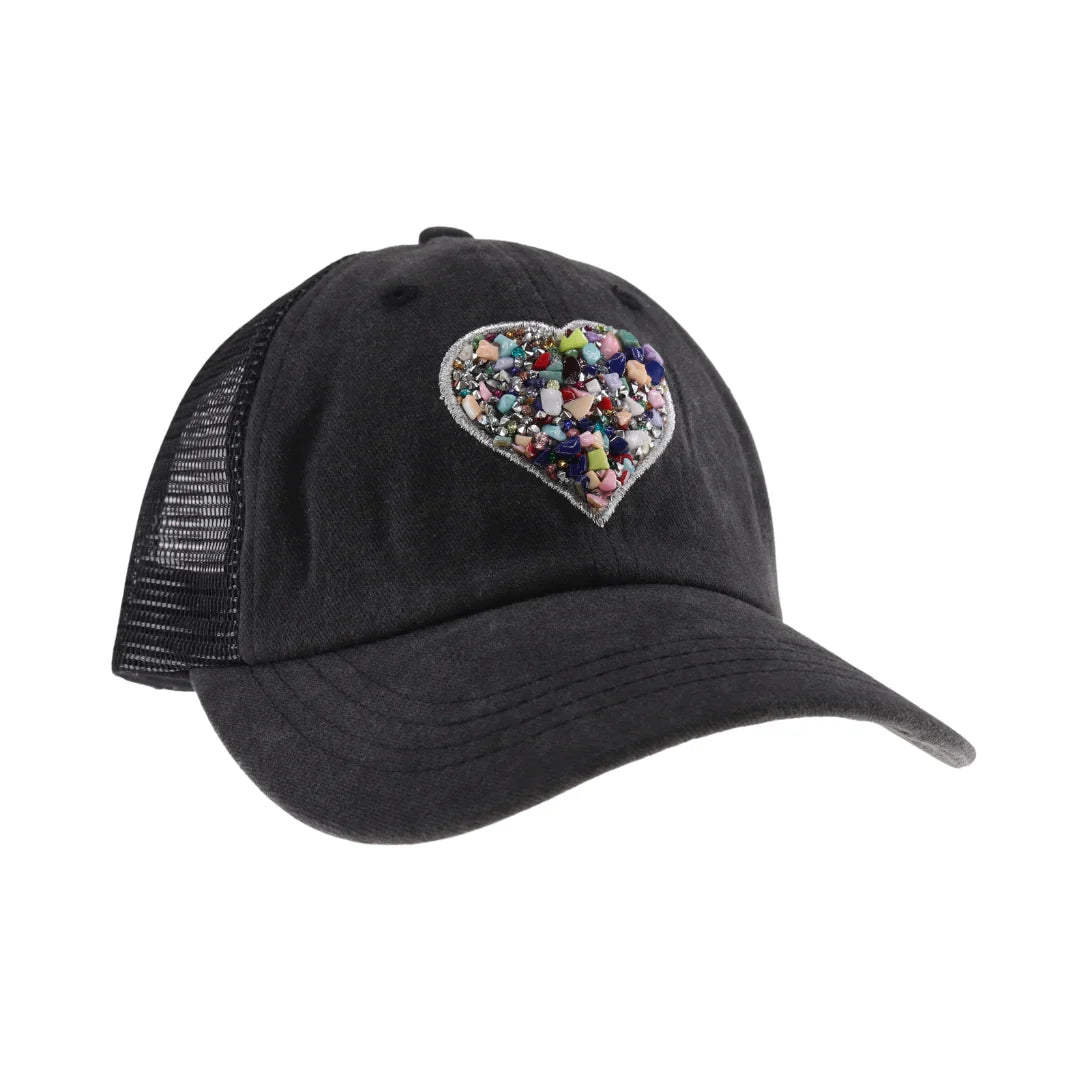 C.C Heart Stone Embellishment Baseball Cap